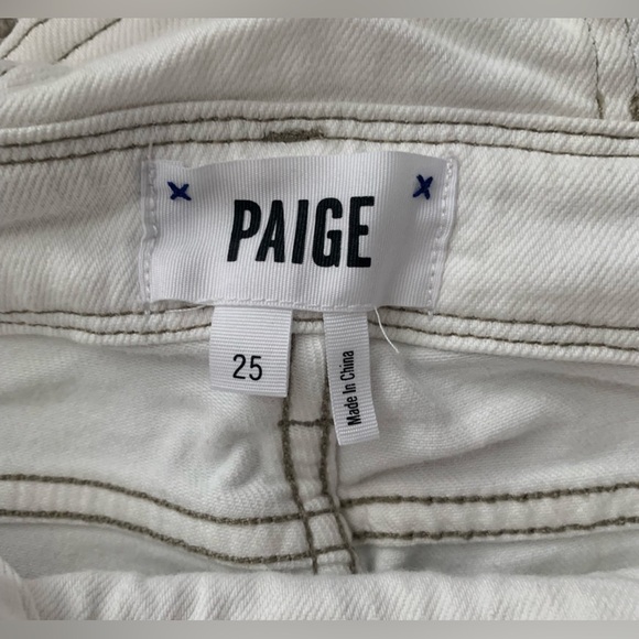 NWT PAIGE Denim Claudine White  Overall Distressed Ankle Length Overalls Sz 25 - Picture 3 of 7